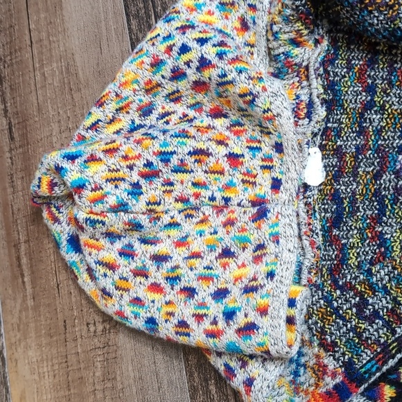 On Blue Aztec Long Hooded Cardigan Sweater Size Small Multicolor Rainbow - Picture 5 of 13